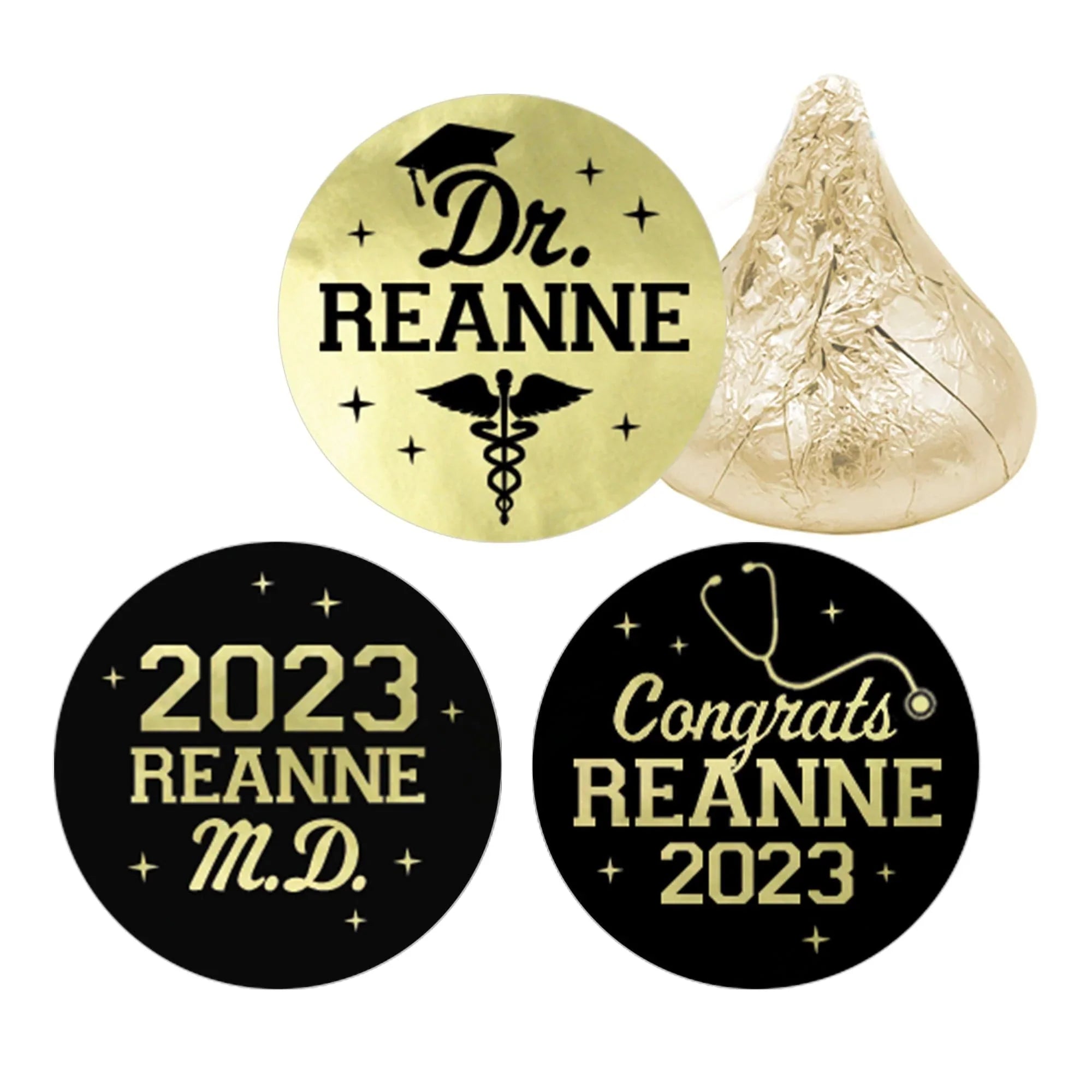 Personalized MD Medical School Graduation Party Favor Stickers, 180 Labels